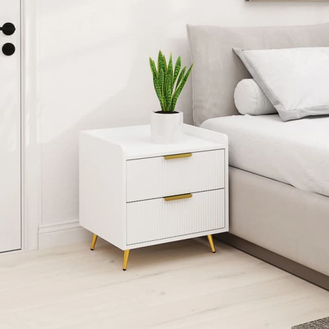 HOMCOM Bedside Table with 2 Drawers for Bedroom - Living Room - White TJ Hughes 5063603372917