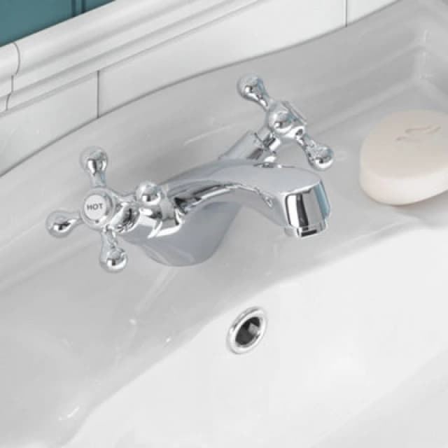 NES HOME Nes Home - Stafford Traditional Victorian Cross Head Basin Mono Mixer Tap & Waste 6702+WST