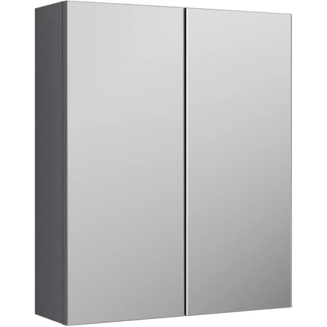 NUIE Parade 2-Door Mirrored Bathroom Cabinet 600mm Wide - Satin Anthracite - Nuie OFF1417
