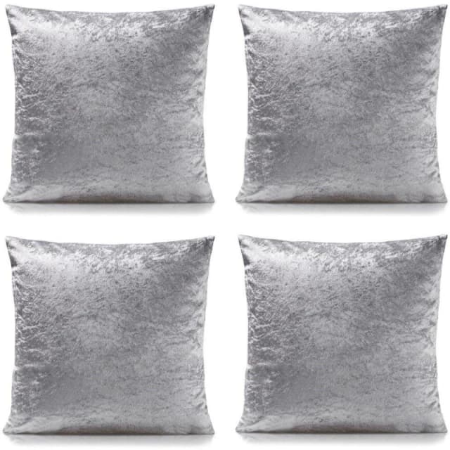 Alan Symonds Plain Crushed Velvet Cushion Set of 4 Silver unisex 45x45cm