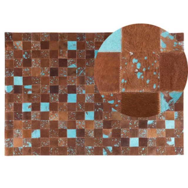 Beliani Rug Aliaga Brown 140 X 200 Cm Leather