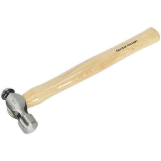 Loops 1lb Ball Pein Pin Hammer - Hickory Wooden Shaft - Drop Forged Steel Head Metallics