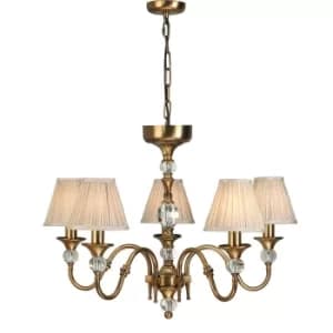 Polina 5 Light Multi Arm Ceiling Pendant Chandelier Antique Brass, E14