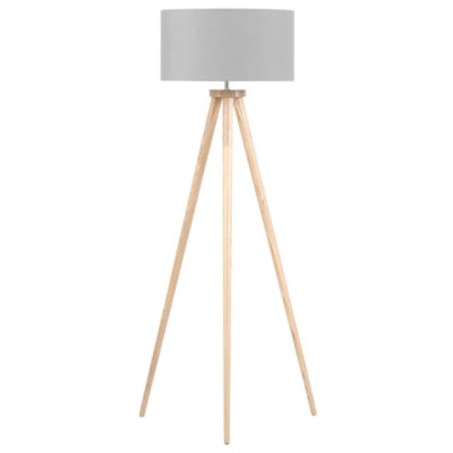 Beliani Floor Lamp Nitra Oak Wood Grey