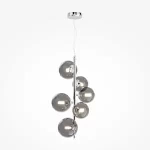 Maytoni Dallas Modern 6 Light Globe Pendant Ceiling Light Chrome, Smoky Shade, G9