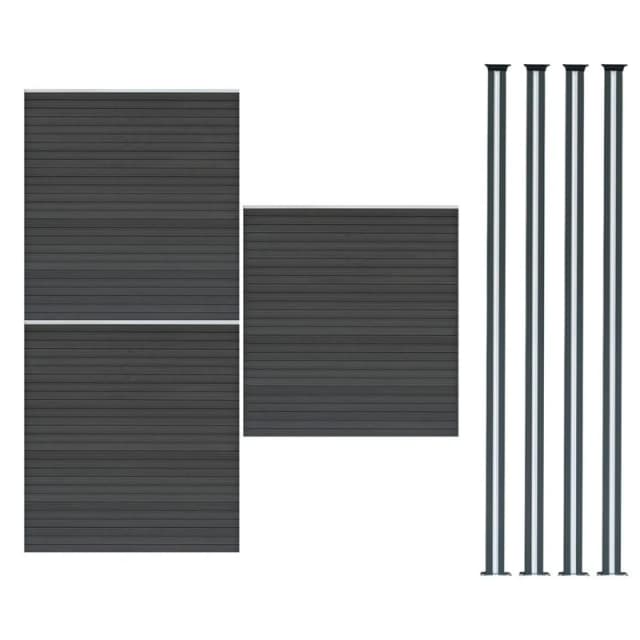 Monstershop Composite Fence Panels & LED Posts 6ft x 17ft - Grey Grey Unisex