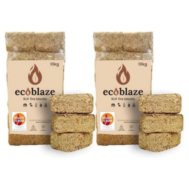 Ecoblaze Ruf Heat Briquettes 10Kg Bag For Wood Burner, Pizza Oven & Bbq, 2 Pack, Brown EBRUF-2