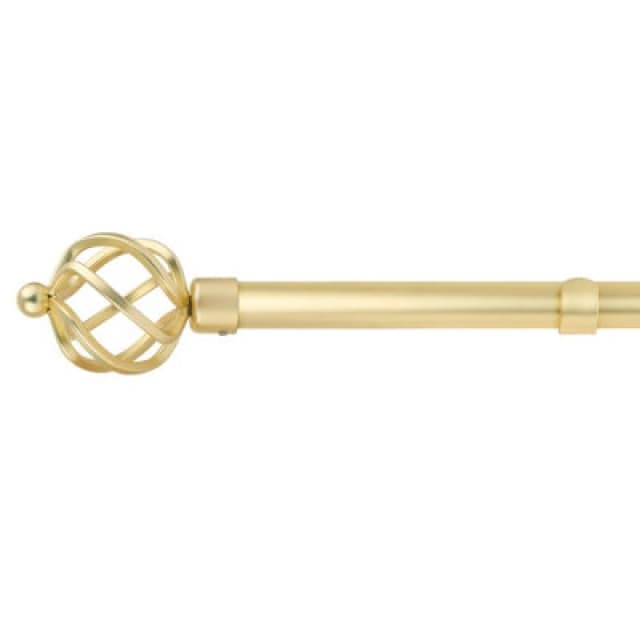 Unknown 16-19mm Cage Extendable Eyelet Metal Curtain Pole Set Gold 120-210Cm