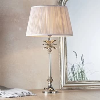Freya Table Lamp Polished Nickel Plate & Dusky Pink Silk 1 Light IP20 - E27