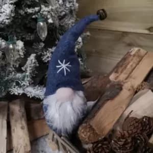 31cm Tall Christmas Gnome Gonk Nordic Decoration Blue Body Hat and Bell