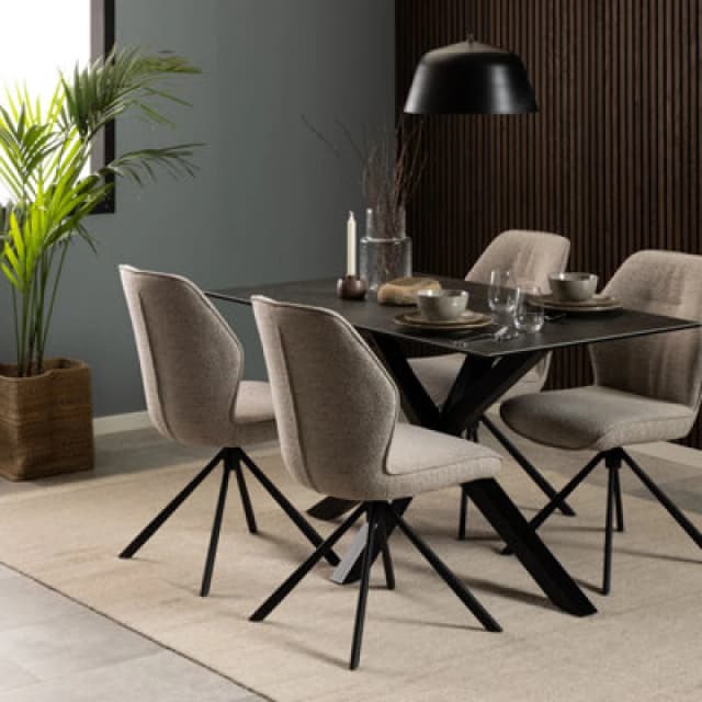 Furniture To Go Heaven Dining Table With Ceramic Black (L) 135Cm Seats Up To 4