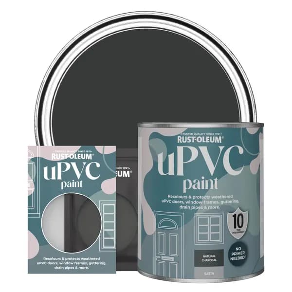 Rust-Oleum uPVC Paint, Satin Finish - NATURAL CHARCOAL (BLACK) - 750ml