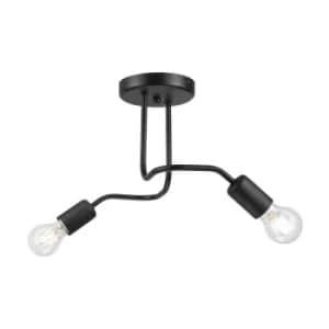 Charlie Multi Arm Semi Flush Ceiling Light Black, 2x E27