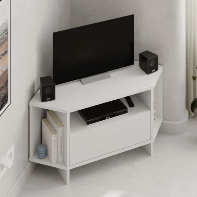 Decortie Viva' Modern Corner TV Unit for 34" TVs in White Size: 1 Pack White Unisex 1 Pack