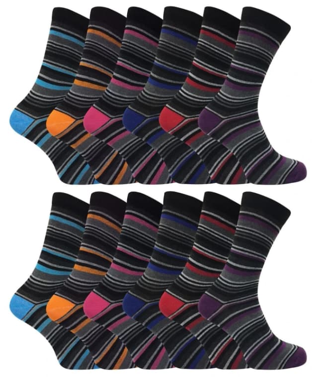 Sock Snob Sock Snob Men 12 Pairs Cotton Rich Formal Dress Coloured Socks Size: 6-11 Multi 6-11 Male 5060910925607