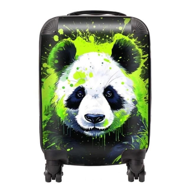 Warren Reed - Designer Green Splashart Panda Face Suitcase Size: Large Green Unisex Large