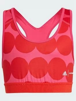 adidas Junior Girls Marimekko Believe This Aeroready Training Bra - Pink/Red, Pink/Red, Size 11-12 Years, Women