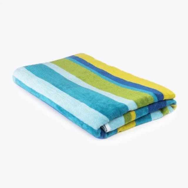 Allure Bath Fashions Velour Stripe Beach Towel - Blue