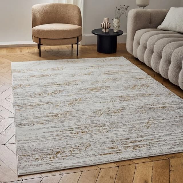 THE RUGS Carmel Modern Area Rugs & Runners Abstract Design Soft Pile in Gold Size: 80cm x 150cm Gold Unisex 80cm x 150 cm