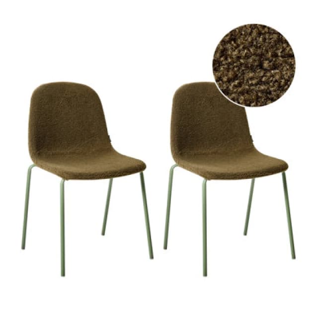 Beliani Set Of 2 Conference Chairs Loma Boucle Green