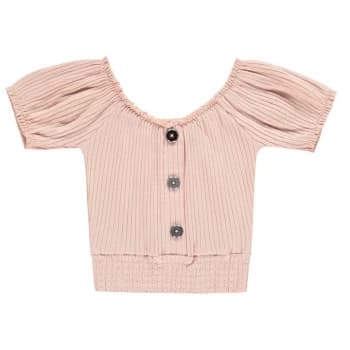Firetrap Shirred Crop Top Junior Girls - Lotus Pink