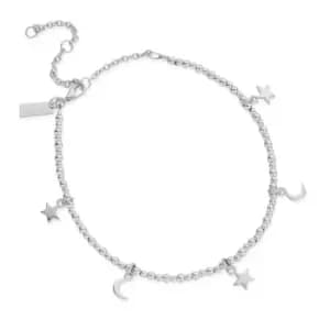 ChloBo Silver Mini Cute Moon & Stars Anklet