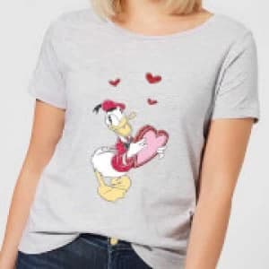 Disney Donald Duck Love Heart Womens T-Shirt - Grey - 3XL