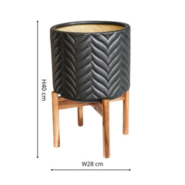 Ivyline Aspen Chevron Mercury Planter H40Cm D28Cm