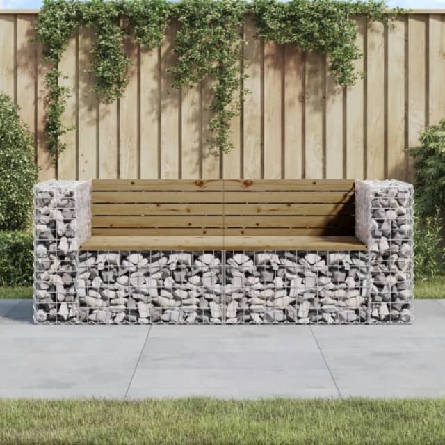 vidaXL Garden Bench Gabion Design 184x71x65.5cm Impregnated Wood Pine, Brown 3196238