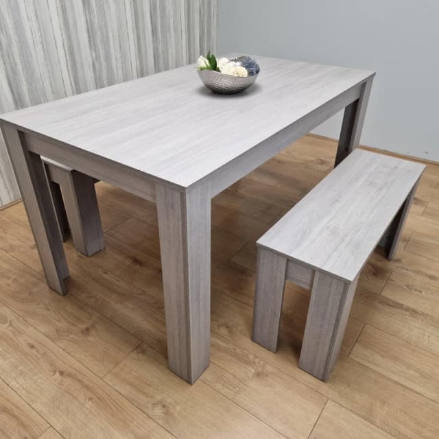 KOSY KOALA Dining Table set for 4 , Dining Table and 2 Benches , Kitchen Dining Table with 2 Benches , Dining room Table set Grey