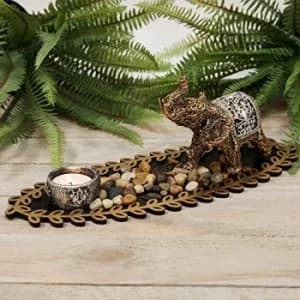 Bronze Effect Elephant Figurine Double Tealight Holder 13cm