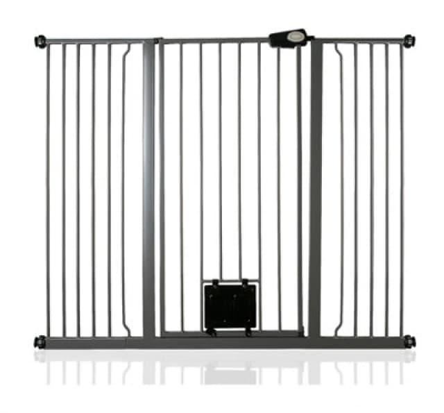 Bettacare Pet Gate With Lockable Cat Flap, 133.2Cm - 140.8Cm, Slate Grey, 104Cm In Height