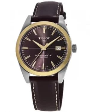 Tissot Gentleman 18K Gold Bezel Brown Dial Leather Strap Mens Watch T927.407.46.291.01 T927.407.46.291.01