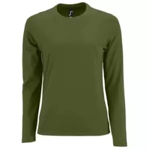 SOLS Womens/Ladies Imperial Long Sleeve T-Shirt (L) (Dark Khaki)