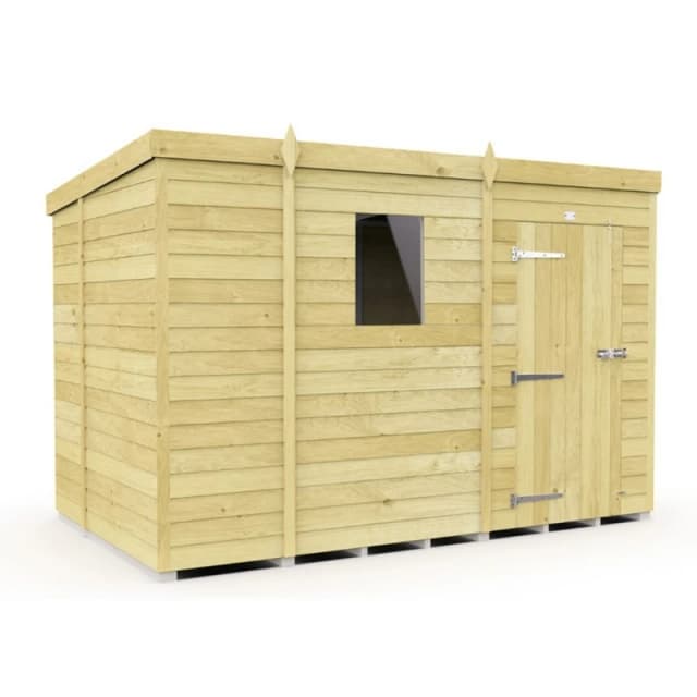 Buttercup Farm 9 x 6 Feet Pent Shed - Single Door W/ Windows - L178 x W276 x H201cm in Brown Brown Unisex