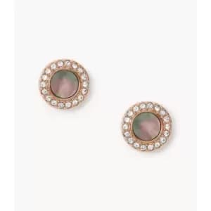 Fossil Womens Val Gray Mother-Of-Pearl Glitz Studs - Rose Gold