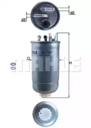 Fuel Filter KL147D 78765943 by MAHLE Original