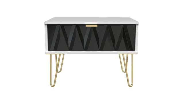 Dallas 1 Drawer Wide Side Table In Deep Black & White (Ready Assembled)