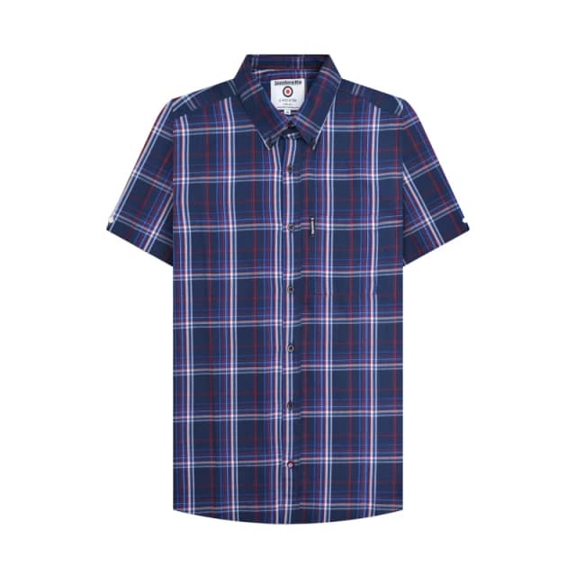 Lambretta Lambretta Men SS25 Checked Shirt in Navy Size: Medium Navy M Male 5063703801935