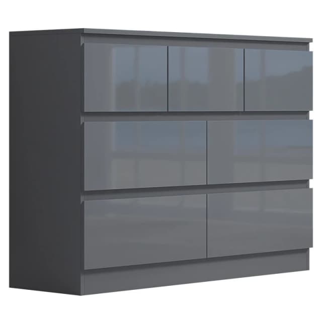 FWStyle FWStyle 7 Drawer Merchant Chest Gloss Grey Scratch Resistant Grey One Size Unisex 5056413130129