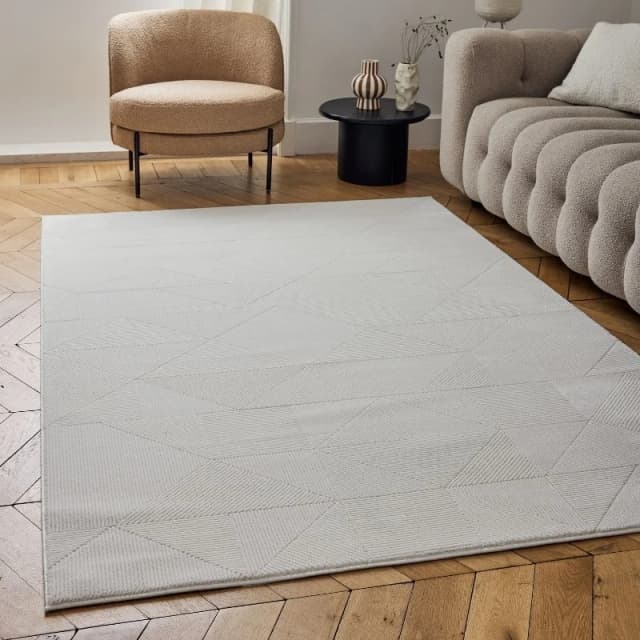 THE RUGS Carmel Modern Area Rugs & Runners Geometric Design Soft Pile in Cream Size: 120cm x 170cm Cream Unisex 120cm x 170 cm