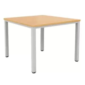 Fraction Infinity Square Beech Meeting Table With Silver Legs - 140 X 140