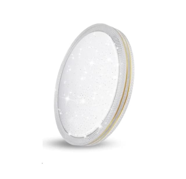 ExtraStar 18W LED Round Flush Ceiling Light Cold White 6500K, 1950 Lumen, Gold edged White Unisex