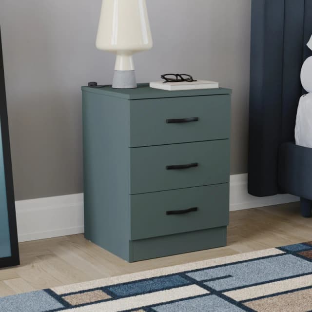Lassic Vida Designs Riano 3 Drawer Bedside Chest Jasper Green unisex 3 Drawer