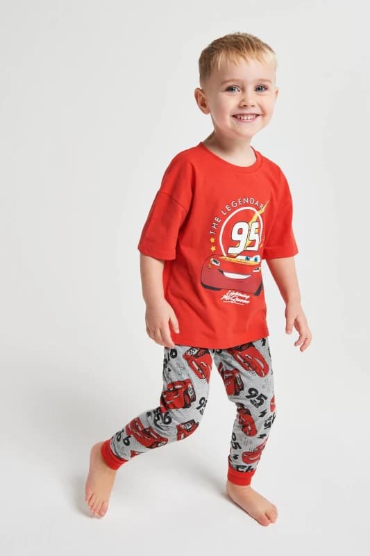 Brand Threads Cars Short Sleeve Pyjama Set in Red Size: 1-2 Years Red Unisex 1-2 Years