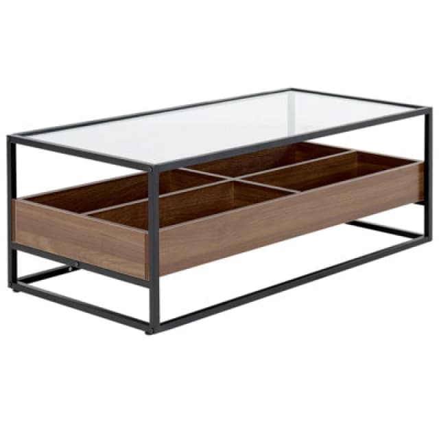 Beliani Coffee Table Waco Tempered Glass Black With Storage