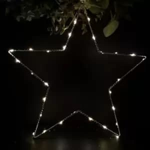 38cm Battery Operated Outdoor Light Up Star Christmas Decoration in Warm White LED