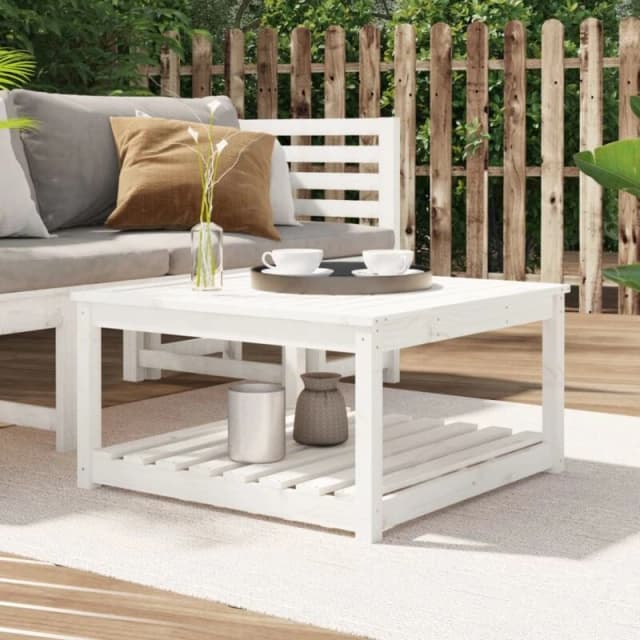 VIDAXL Garden Table White 82.5x82.5x45cm Solid Wood Pine Vidaxl 8720845692513