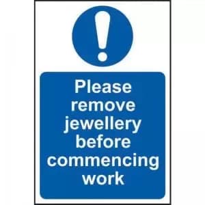 Please Remove Jewellery Before Commencing Work’ Sign; Non