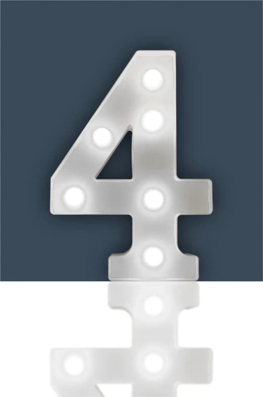 STHELENS "4" Light Up 3D LED 22cm Numbers Party Birthday Wedding Battery Operated ELV-491013